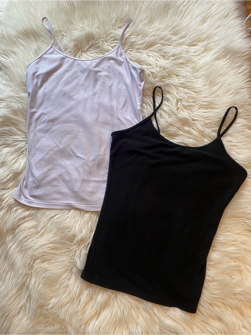 Derek Heart Basic Spaghetti Strap Tank Top - Black & White Lavender Size Small